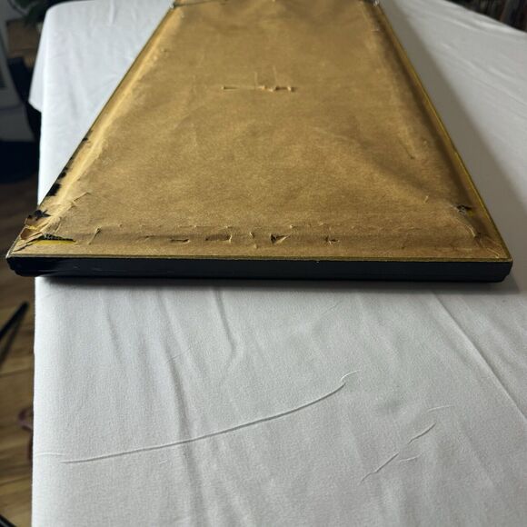 Vintage Leopard Needlepoint Black Bamboo Type Frame Green Hollywood Regency Art - Picture 15 of 16